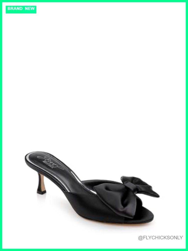 Kitten Heel Mules With Large Bow Satin Faux Leather